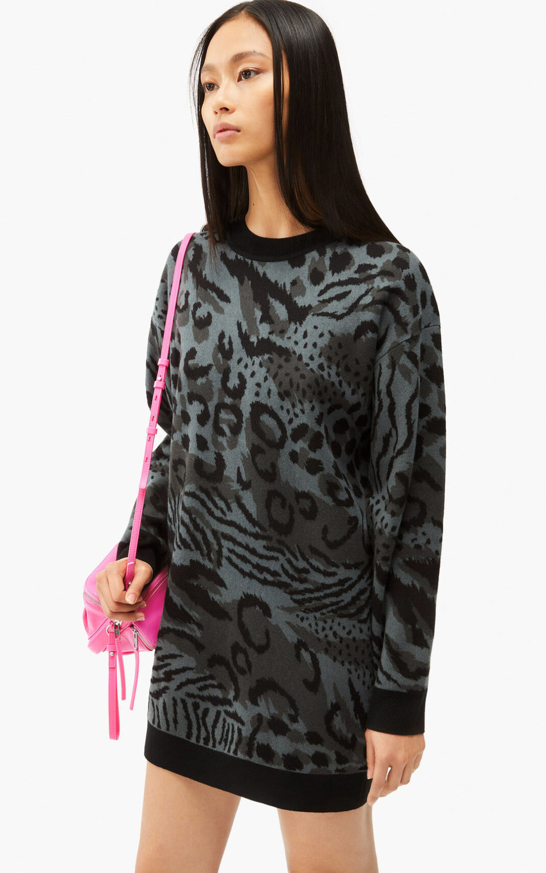 Vestido Kenzo Archive Leopard merino wool sweater Feminino - Cinzentas | 185JNZDAL